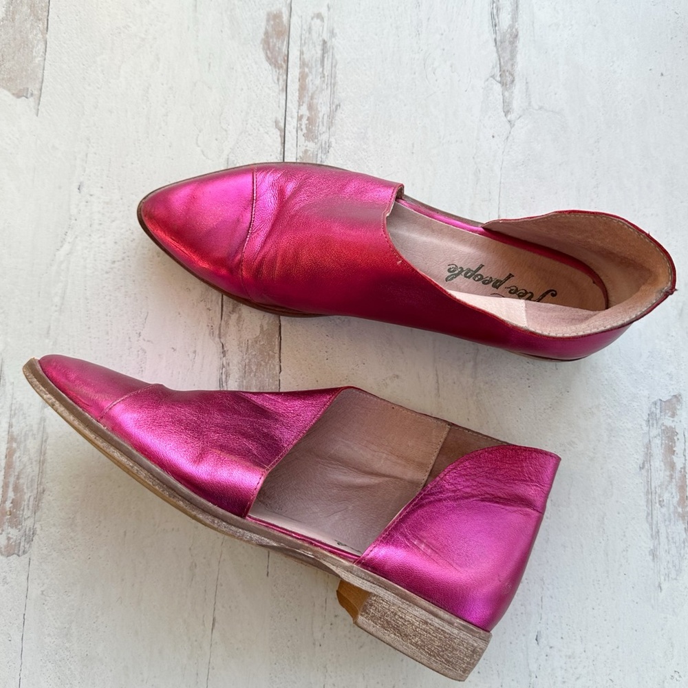 Free People Metallic Pink Leather D'Orsay Flats - Picture 12 of 16